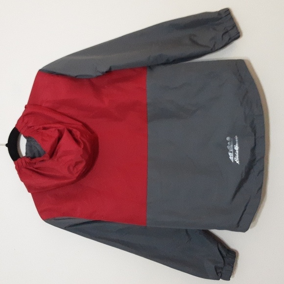 Eddie Bauer kids rain Windbreaker jacket M 10/12 gray hooded zipper outdoor - Picture 4 of 12